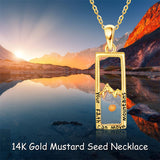 14K Solid Gold Christian Jewelry Gifts for Women 14k Gold Mustard Seed Faith Necklace Your Faith Can Move Mountain