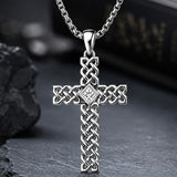 14K Gold Plated Celtic Vikin Cross Pendant Necklace Irish Jewelry Religious Protective Gift