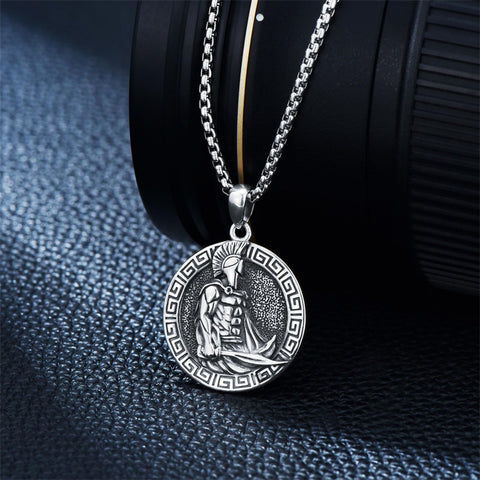 Sterling Silver Spartan Pendant Necklace