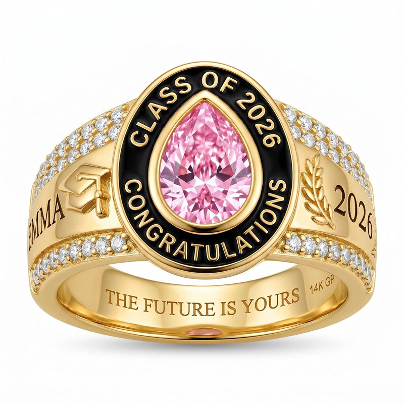 Sterling Silver Birthstone Graduation Class Ring for Women