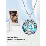 Sterling Silver 2 Heart Birthstone Austrian Crystal Tree of Life Pendant Necklaces