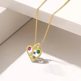 10 14 18K Gold Personalized Round Birthstone  Pendant Necklace