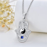 Sterling Silver Hamsa Tree of Life Viking Lion Butterfly Evil Eye Yin Yang Eye of Horus Pendant Necklace