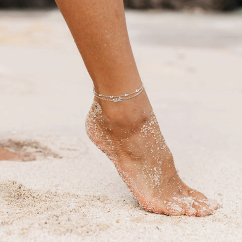 Sterling Silver Multi-layered Animal Anklet