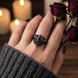 Sterling Silver 10K  14K  18K Gold 1CT-4CT Black Onyx Engagement Ring Gothic Wedding Promise Ring