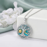 Sterling Silver Turquoise Sun and Moon AA Sobriety Celtic Knot Cross DNA Star of David Tree of Life Pendant Necklace