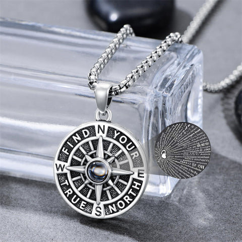 Sterling Silver Compass Pendant Necklace Graduation Jewelry Gift