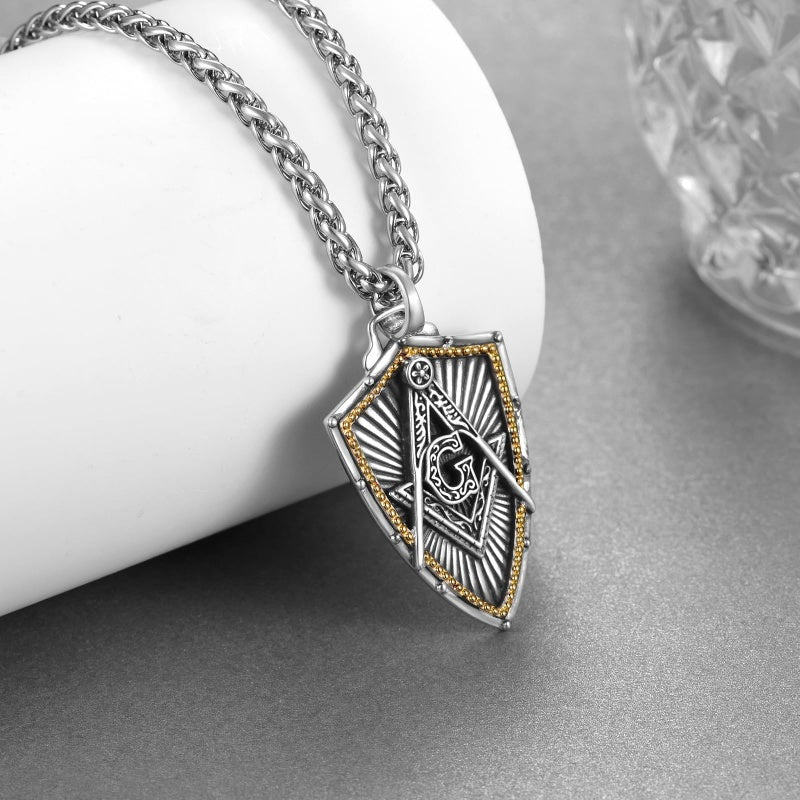 14K Gold Plated Masonic Cross Compass St Michael St Christopher Santa Muerte Star of David Pendant Necklace