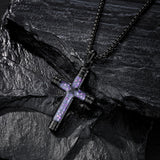 14K Gold Plated Wooden Abalone Shell Cross Pendant Necklacefor Men