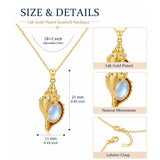 14K Gold Plated Moonstone Octopus Sea Turtle Conch Shell Starfish Seashell Ocean Necklace for Women