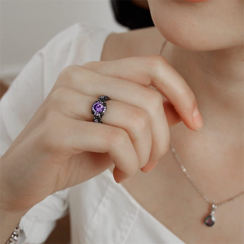 Copper Created Opal Mystic Topaz Amethyst Garnet Eternity Ring for Women