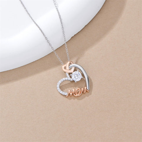 Sterling Silver Mother Daughter Pendant Necklace Engraved with Love You