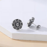 Sterling Silver Viking Raven Crow Skull Stud Earrings