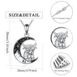 Crescent Moon 2 Cat Bat Black Cat Bunny Fox Highland Cow Horse Pendant Necklace Mother's Day Gift