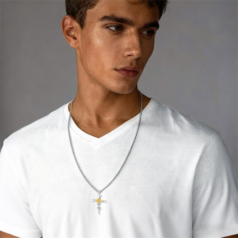 Sterling Silver Lion Semicolon Rose Sunflower Cross Pendant Religious Necklace