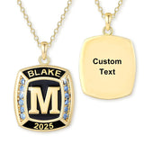 Sterling Silver Personalized Initial High School College University Pendant Necklace Graduation Gift
