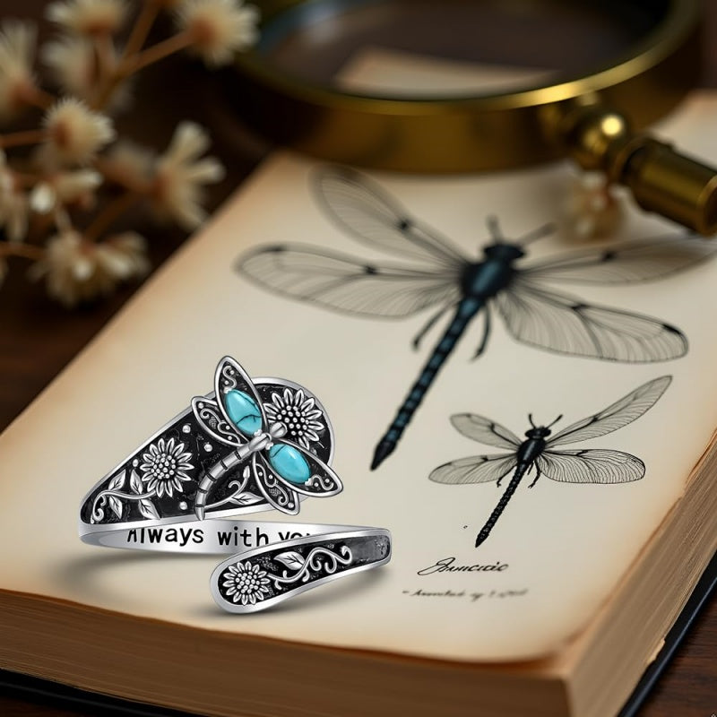 Sterling Silver Turquoise Hummingbird Butterfly Sunflower Adjustable Spoon Ring