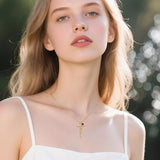 14K Gold Plated Birthstone Sister Cross  Pendant Necklace