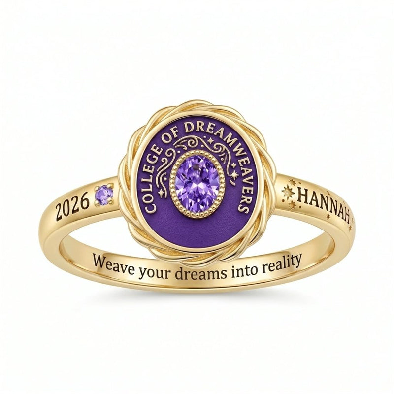 Sterling Silver Twisted Band Personalized  Birthstone Engraved  Class Ring for Women