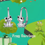 925 Sterling Silver Frog  Leverback Earrings