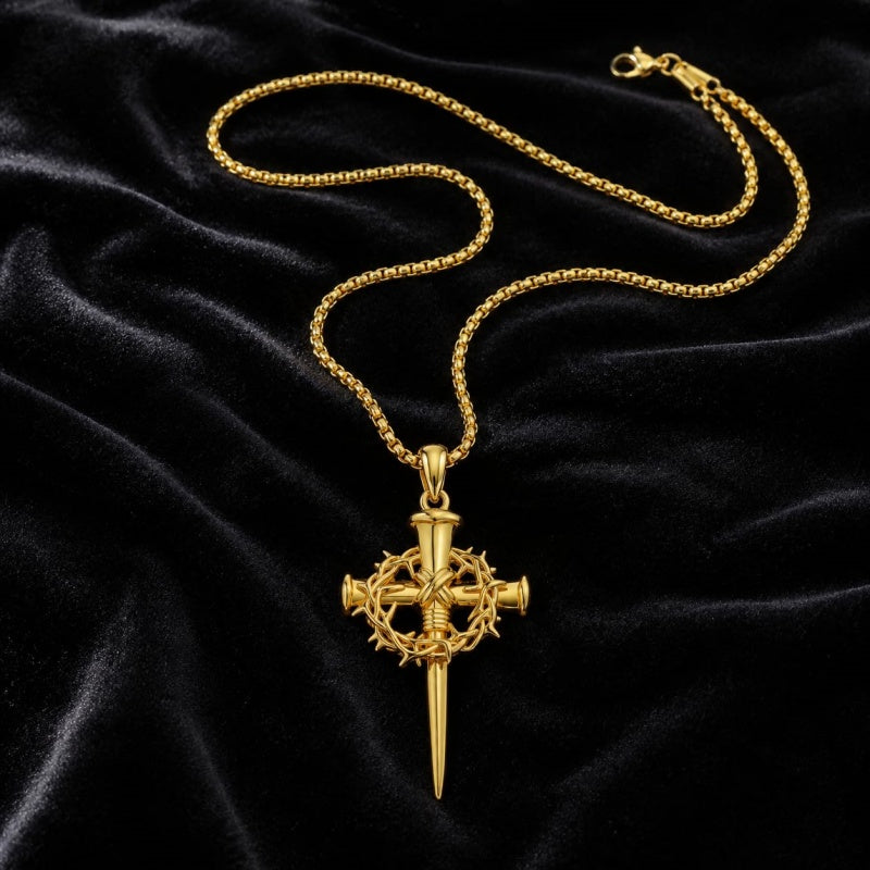 Cross Pendant Necklace  14K Gold Plated Christian Faith Jewelry