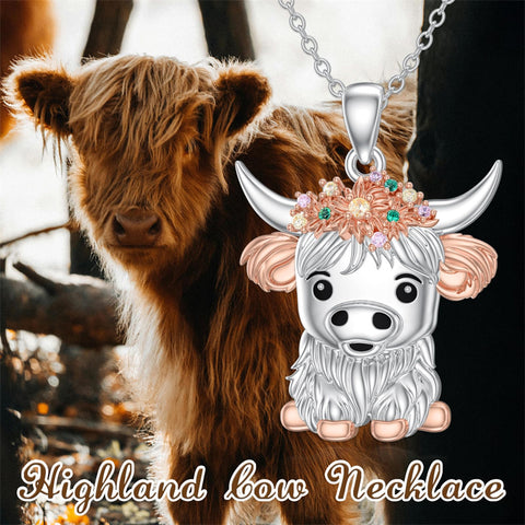 Sterling Silver Highland Cow Necklace