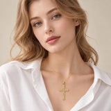 14K Gold Plated Cross Pendant Necklace for Women Religious Jewelry