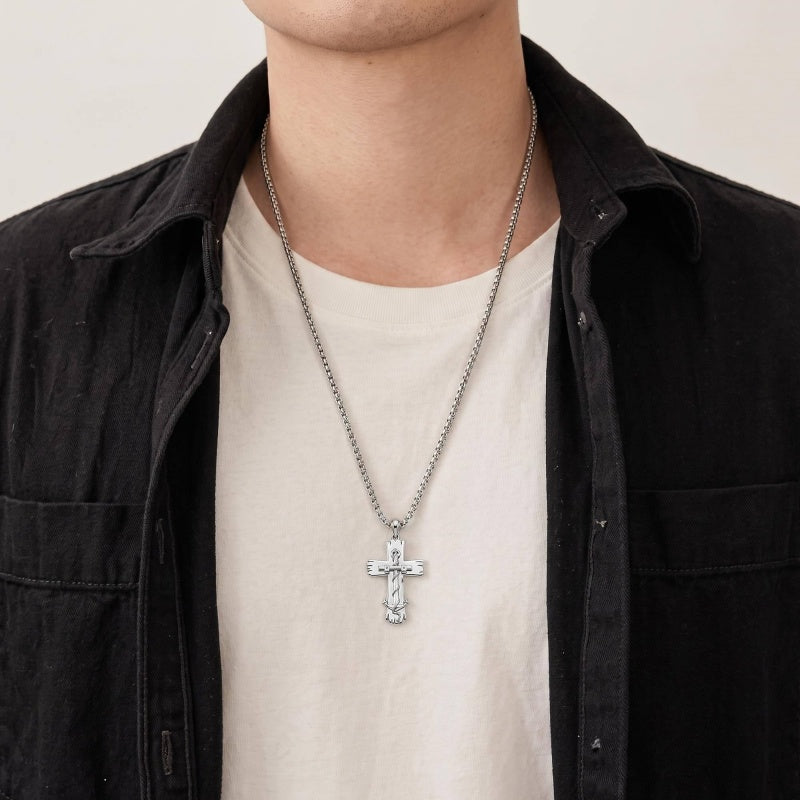 Sterling Silver Cross Pendant Necklace Christian Religious Jewelry Gifts for Anniversary