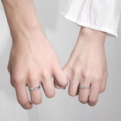 Copper Cubic Zirconia Cross  Adjustable Couple Rings