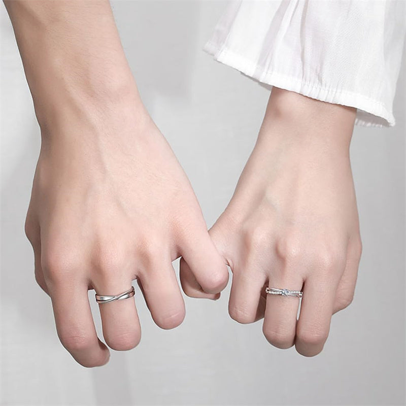 Copper Cubic Zirconia Cross  Adjustable Couple Rings