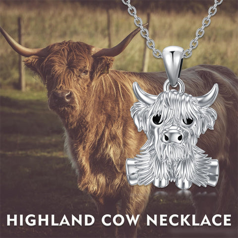 Sterling Silver Highland Cow Necklace