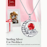 Cat Necklace 925 Silver Cat Birthstone Necklace Cat Jewelry Gift for Women Cat Lover