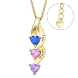 Sterling Silver Personalized  Birthstone Engraved Pendant Necklace for Women