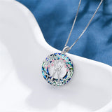 Sterling Silver Crystal Tree of Life Family Pendant Necklace for 1 to 5 Children