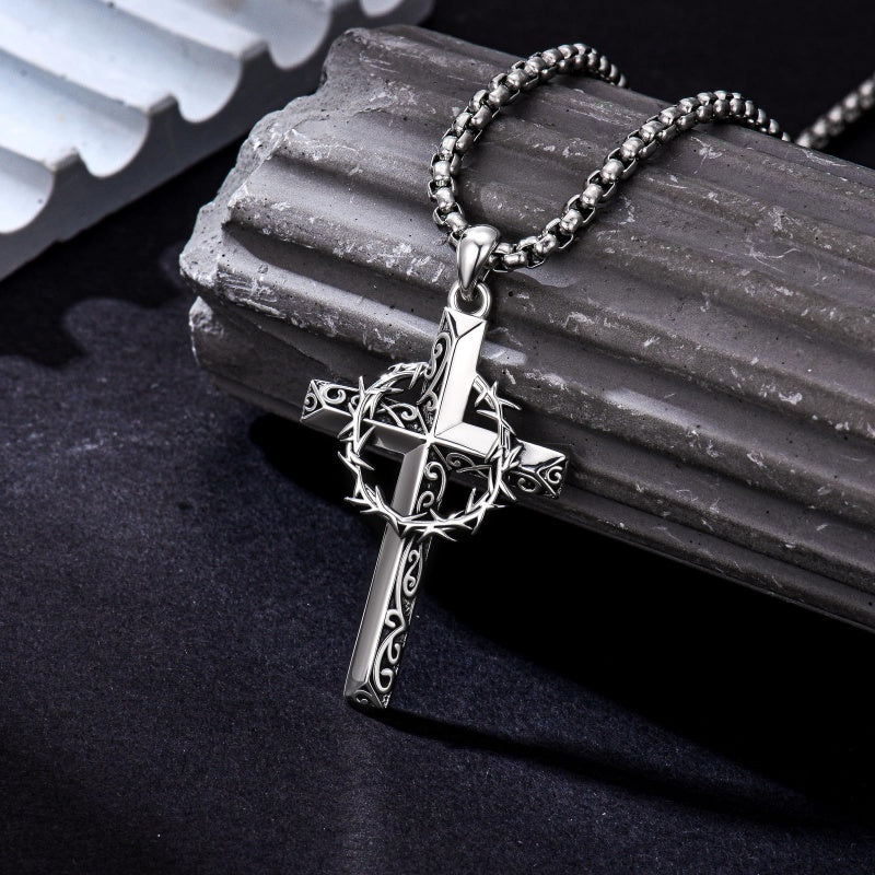 Sterling Silver Cross Pendant Necklace Christian Religious Jewelry Gifts for Anniversary