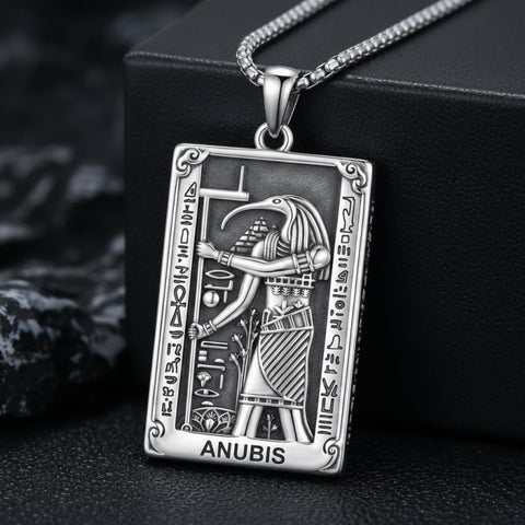 Sterling Silver Tarot Card Pendant  Necklace for Men Gothic Amulet Jewelry