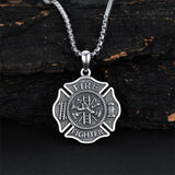 Firefighter Necklace 925 Sterling Silver Fire Dept Pendant Fire Department Jewelry for Women Men Christmas Gift