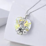 Sterling Silver Crystal Birthstone Frog Pendant Necklace