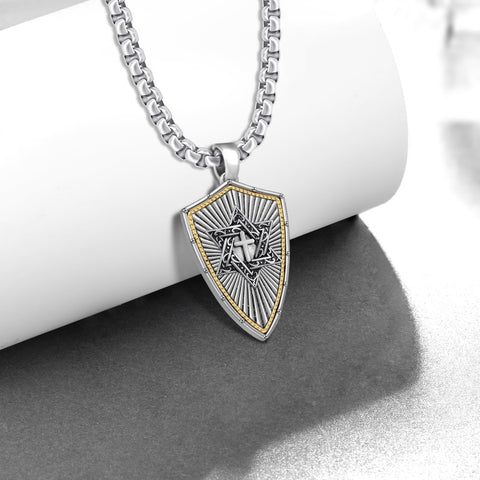 14K Gold Plated Masonic Cross Compass St Michael St Christopher Santa Muerte Star of David Pendant Necklace