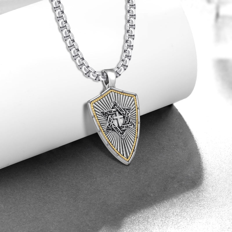 14K Gold Plated Masonic Cross Compass St Michael St Christopher Santa Muerte Star of David Pendant Necklace