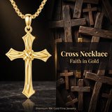 14K Gold Plated Cross Pendant Necklace for Men Religious Jewelry Christian Gift