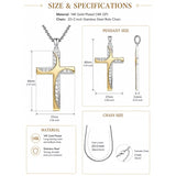 14K Gold Plated Two Tone Cross Pendant Necklace Christian Jewelry Religious Gift