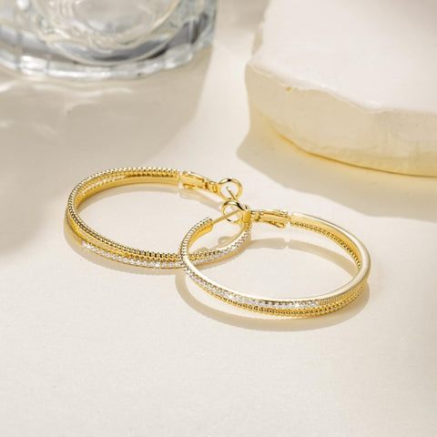 14K Gold Plated Cubic Zirconia Layered Dual-Hoop Earrings for Women