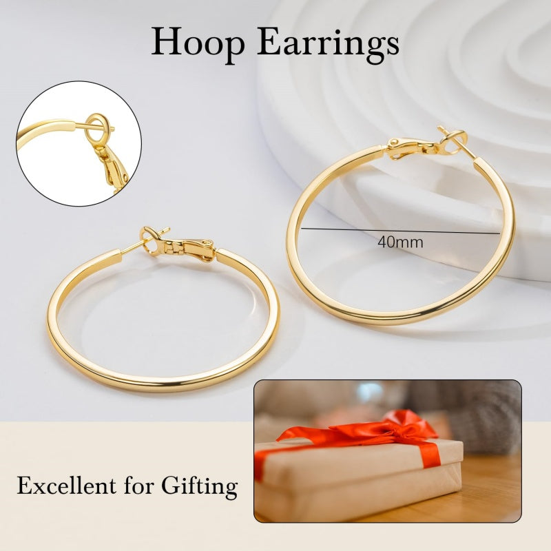 14K Gold Plated  Hoop Earrings for Women
