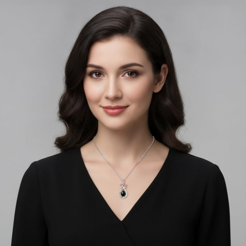 Sterling Silver Teardrop Gemstone Rose Butterfly Infinity Heart Necklace for Women