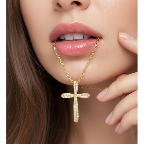 14K Gold Plated Cross Infinity  Pendant Necklace  for Women
