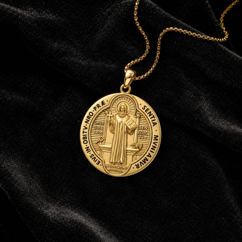 Patron Saint Medal Gold Plated Catholic Pendant Christian Religious Necklace Amulet Jewelry