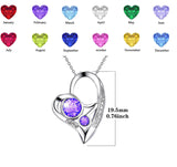 10 14 18K Gold Personalized Engaved Double Heart Birthstone Pendant Necklace