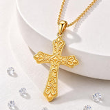 14K Plated Gold Cross Pendant Crucifix Necklace Christian Jewelry Baptism Religious Faith