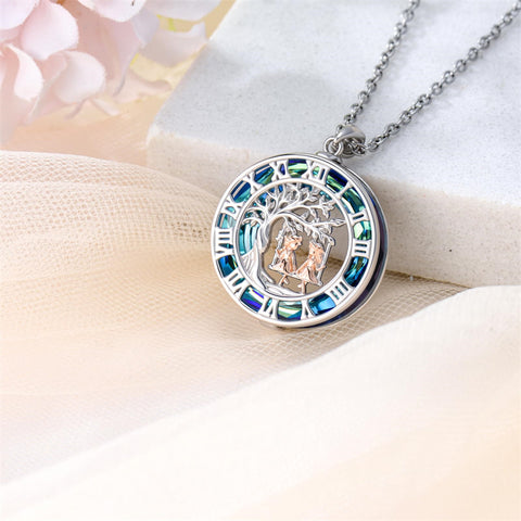 Sterling Silver Blue Crystal Tree of Life Father Daughter Mother Daughter Sister Pendant Necklace